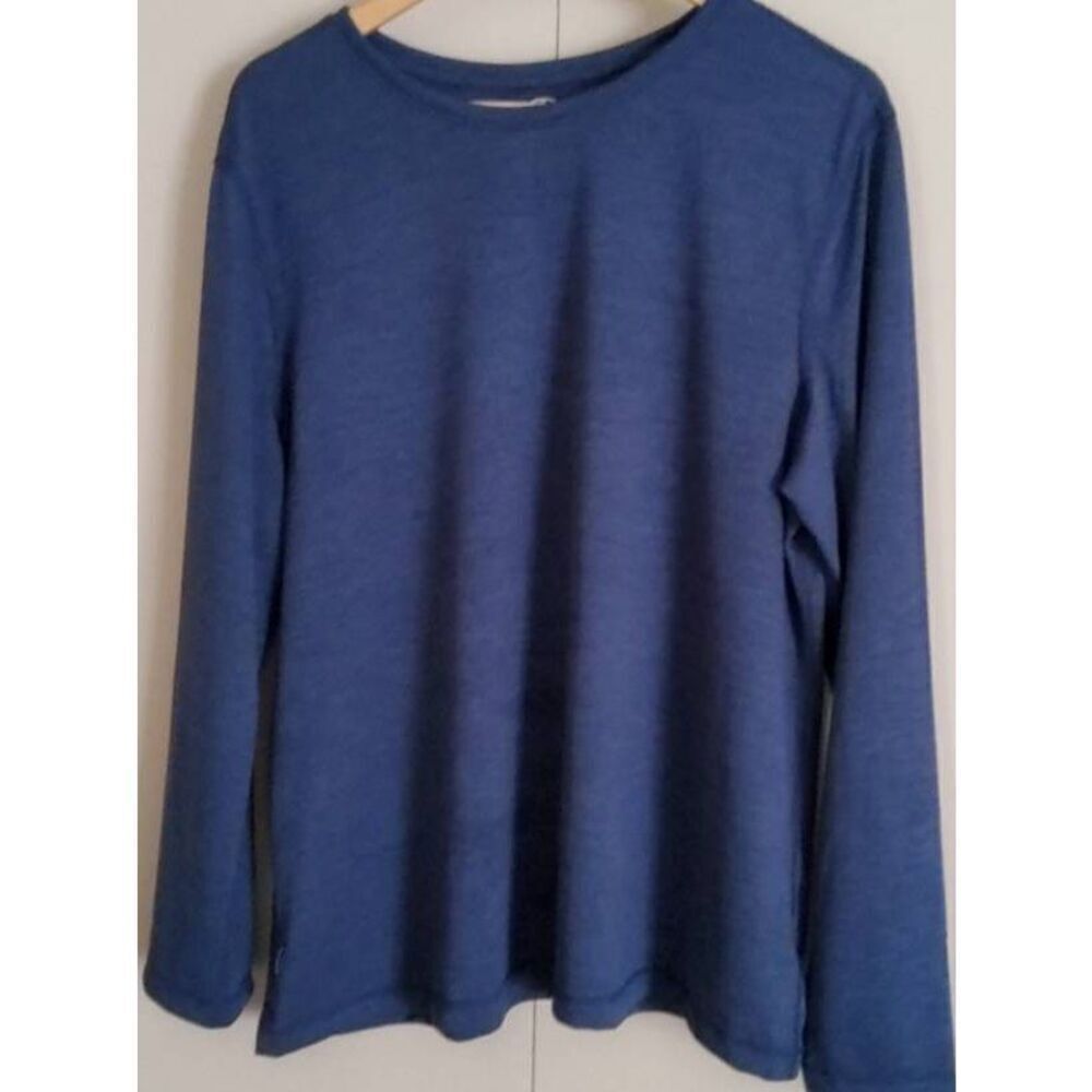 A13  Athletic Works Activewear workout gym heather blue T-shirt Long Sleeve XXL